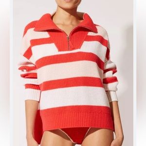 Solid and striped Adriana half zip pullover sweater